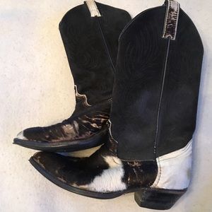 Vintage rugged cowhide cowboy boots